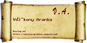Vékony Aranka névjegykártya